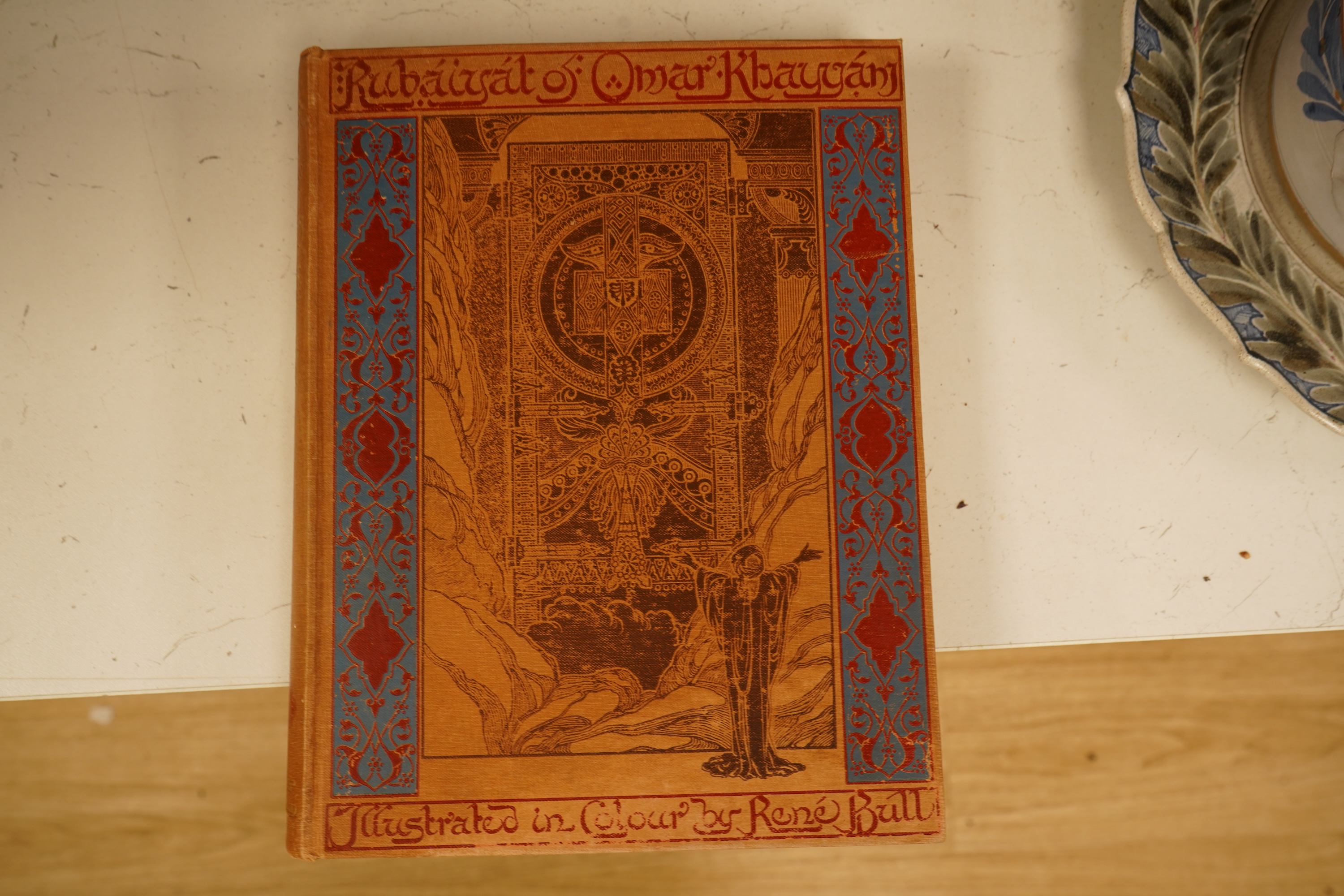 Fitzgerald, Edward - Rubaiyat of Omar Khayyam ... illus. in colour and line by René Bull. decorated title, 29 coloured and mounted illus. and num. others (blue printed and most within decorated borders); publisher's colo